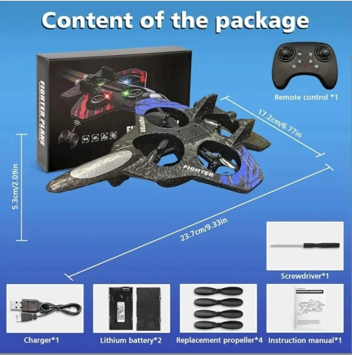Remote Control Foam Fighter Jet - LED Stunt Aircraft for Kids