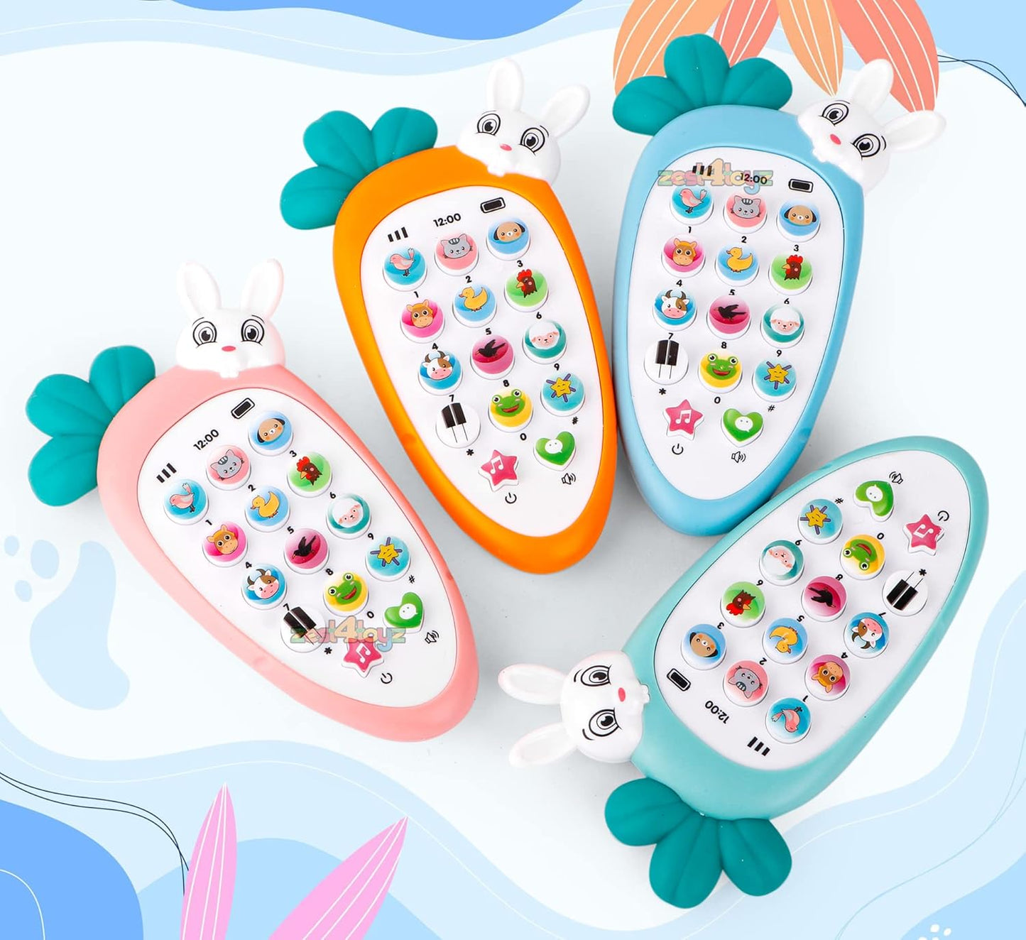 Carrot & Rabbit Musical Toy Phone - Light-Up Baby Phone with Songs & Sounds