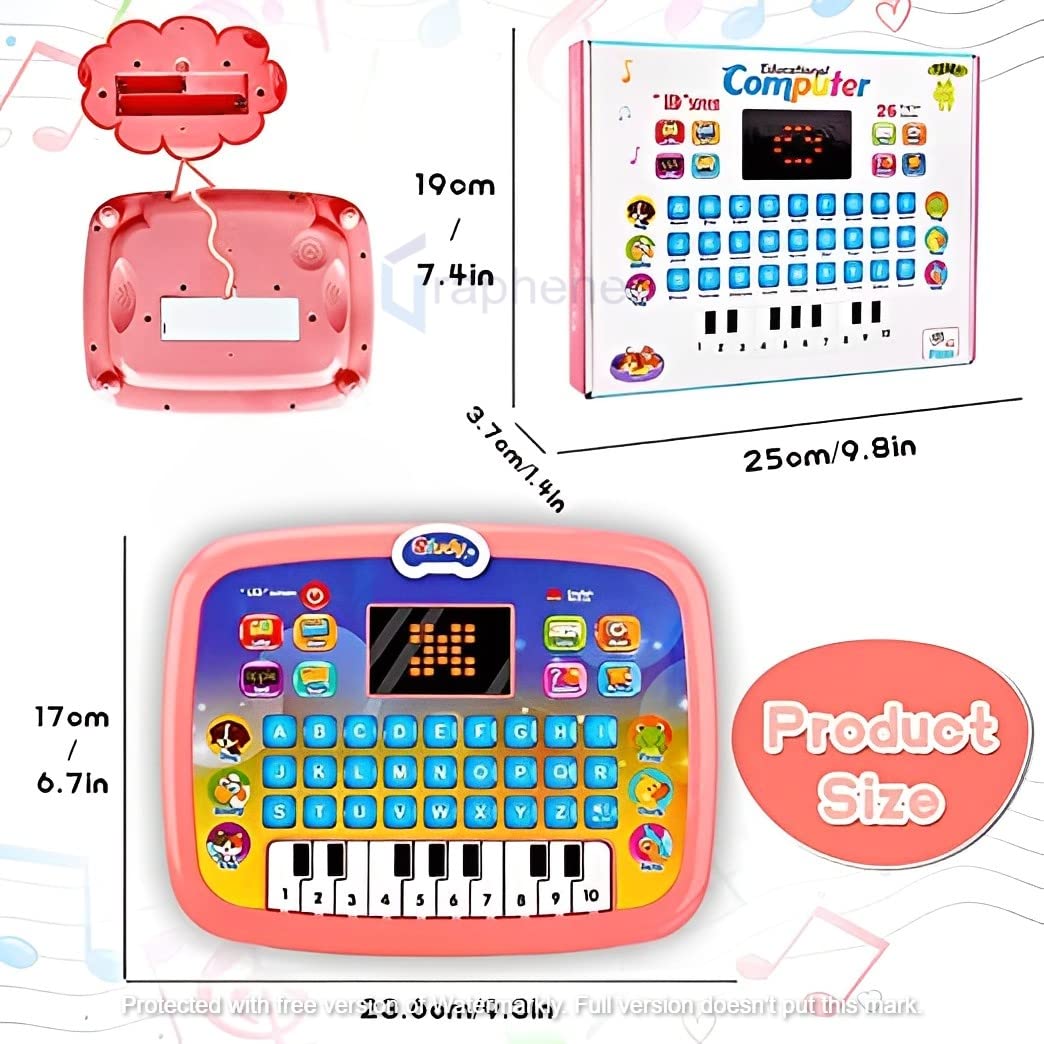 Kids Educational Learning Tablet - LED Screen Laptop with Alphabet, Numbers, Music & Games
