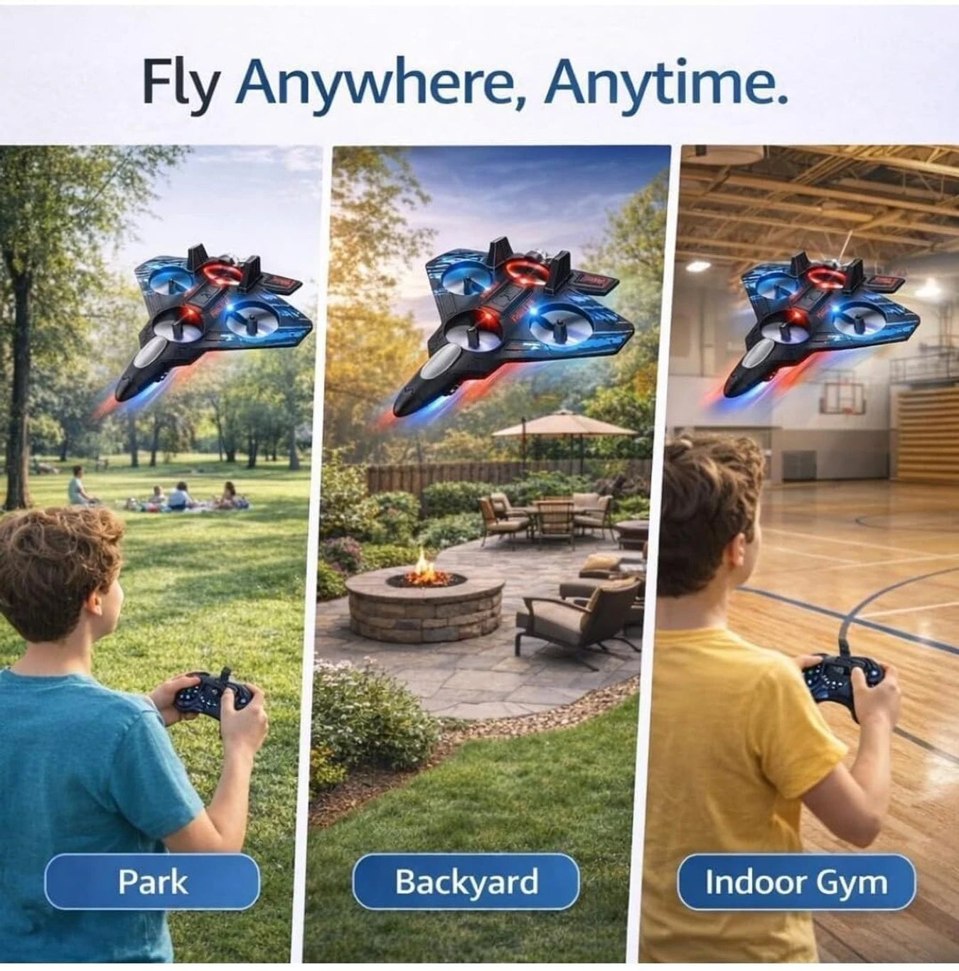 Remote Control Foam Fighter Jet - LED Stunt Aircraft for Kids