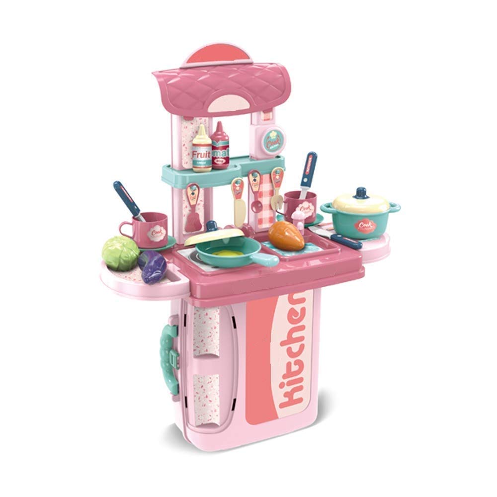 Little Chef 2-in-1 Portable Kitchen Play Set - Suitcase Kitchen with Pots, Pans & Play Food