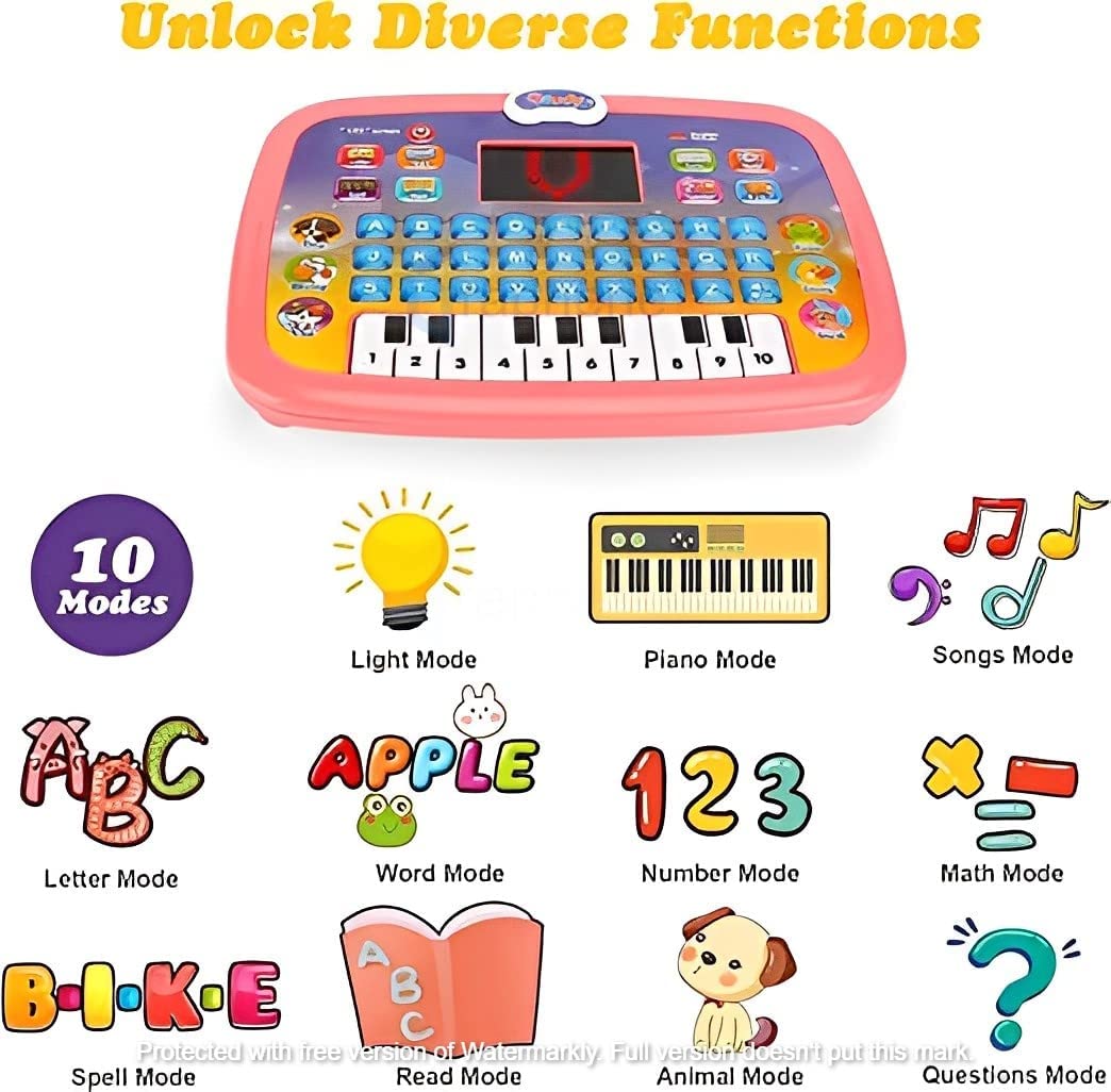 Kids Educational Learning Tablet - LED Screen Laptop with Alphabet, Numbers, Music & Games
