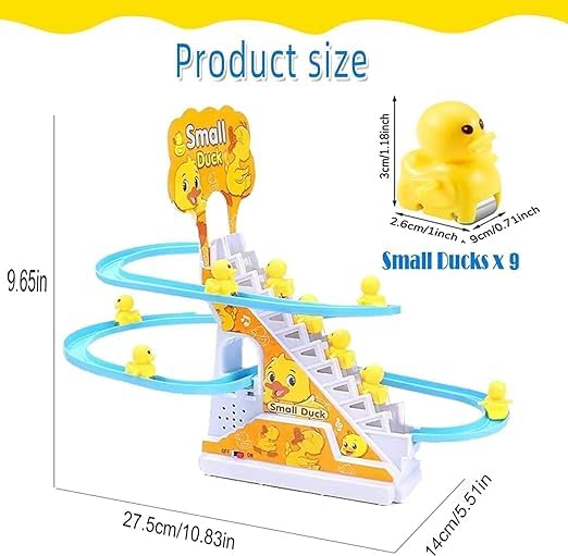 Small Duck Stair Climbing Toy - Electric Duck Slide Track with Lights & Music