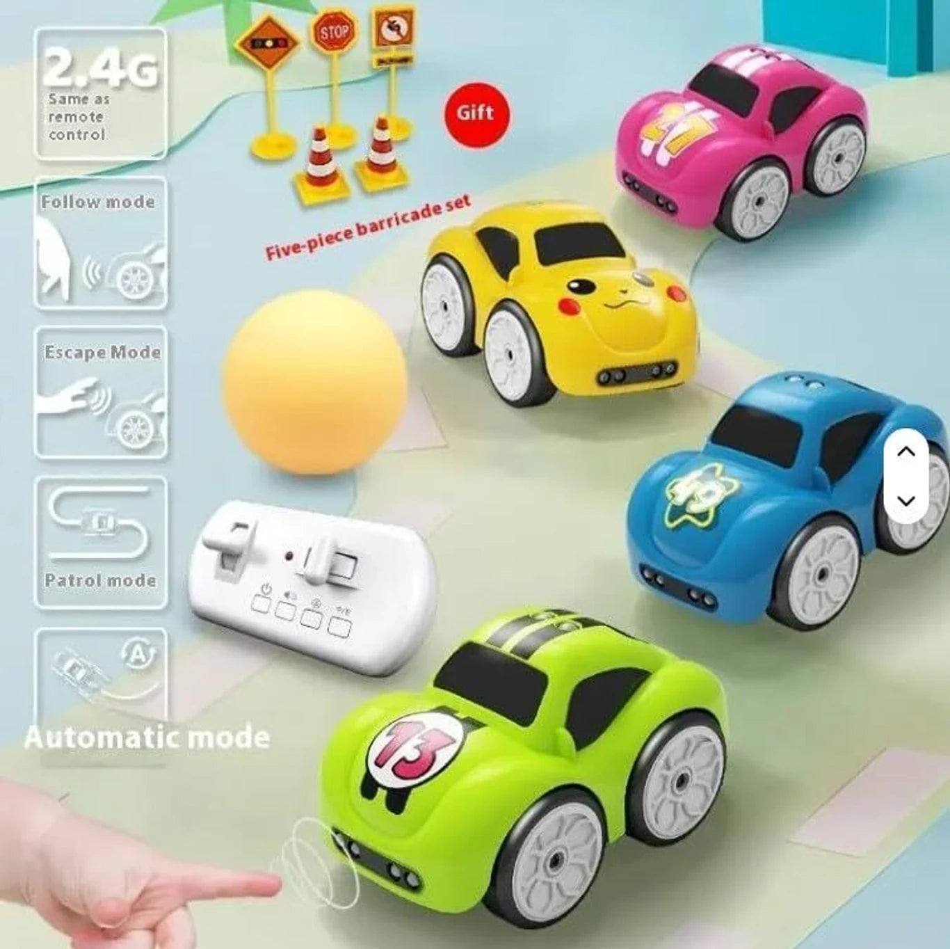 Smart Follow-Me Cartoon Car - Gesture-Sensing Remote Control Car for Toddlers
