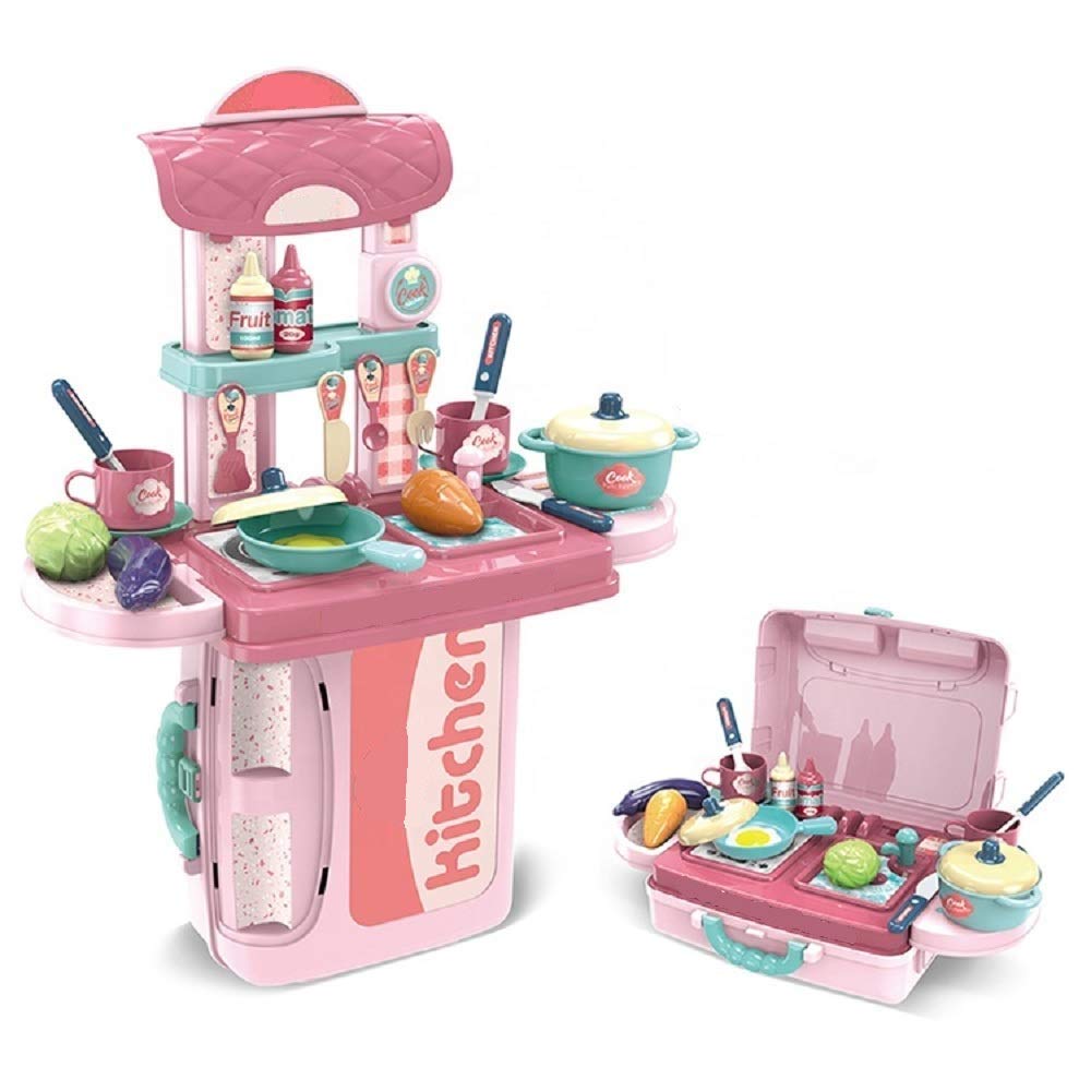 Little Chef 2-in-1 Portable Kitchen Play Set - Suitcase Kitchen with Pots, Pans & Play Food