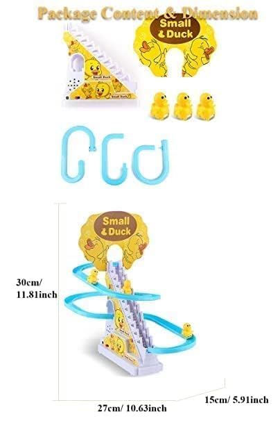 Small Duck Stair Climbing Toy - Electric Duck Slide Track with Lights & Music