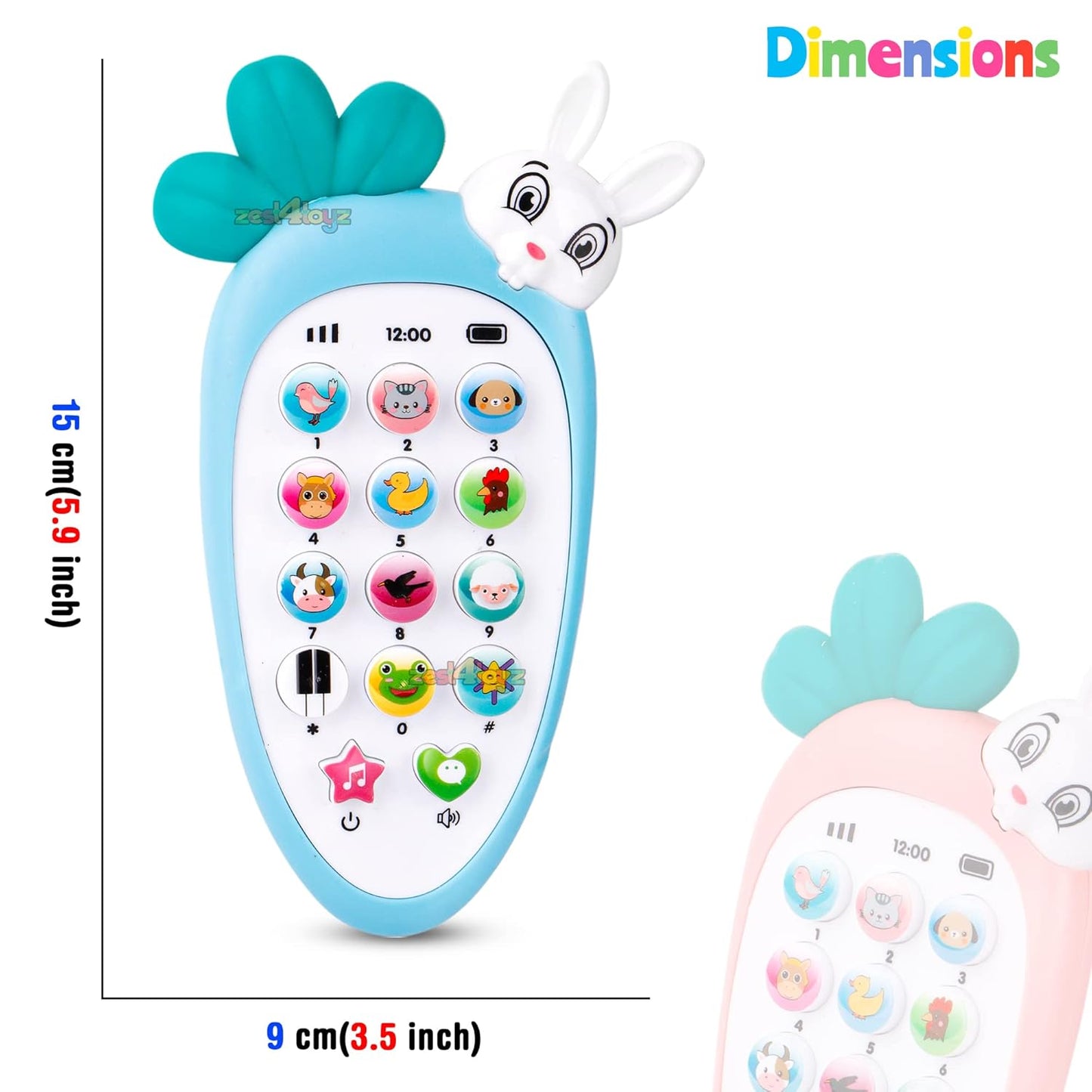 Carrot & Rabbit Musical Toy Phone - Light-Up Baby Phone with Songs & Sounds