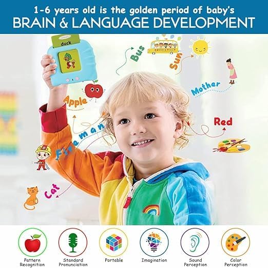 Talking Flash Cards Early Learning Machine - USB Rechargeable Audio Word & Picture Cards for Kids