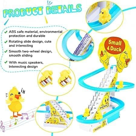 Small Duck Stair Climbing Toy - Electric Duck Slide Track with Lights & Music
