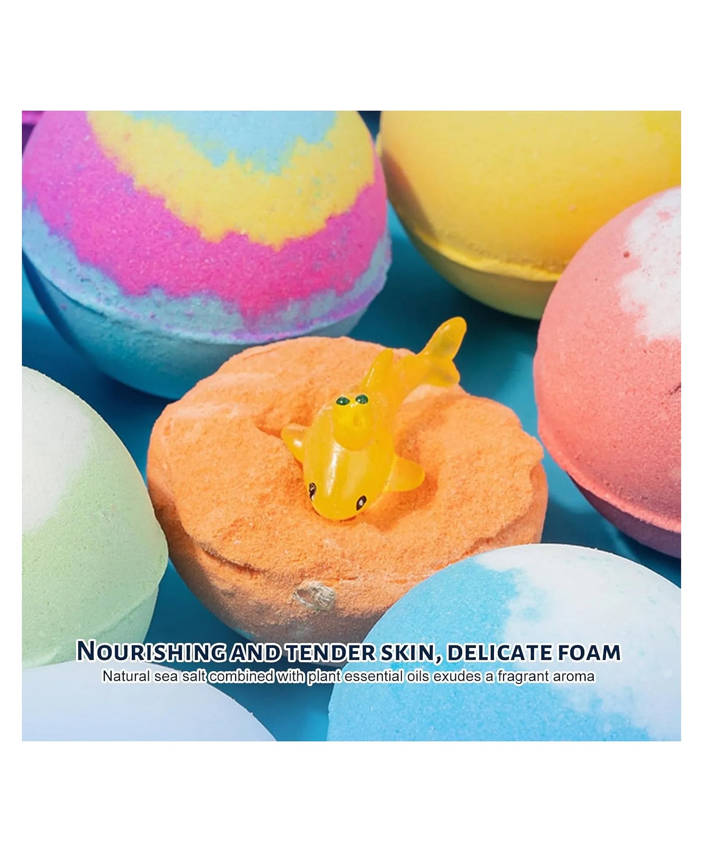Kids Bath Bomb Gift Set - 12 Natural Bath Bombs with Surprise Sea-Animal Toys