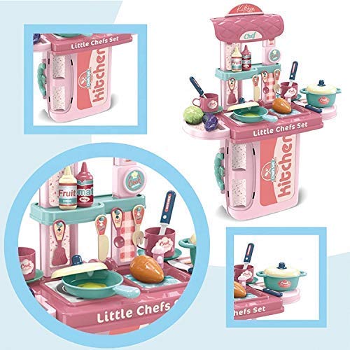 Little Chef 2-in-1 Portable Kitchen Play Set - Suitcase Kitchen with Pots, Pans & Play Food