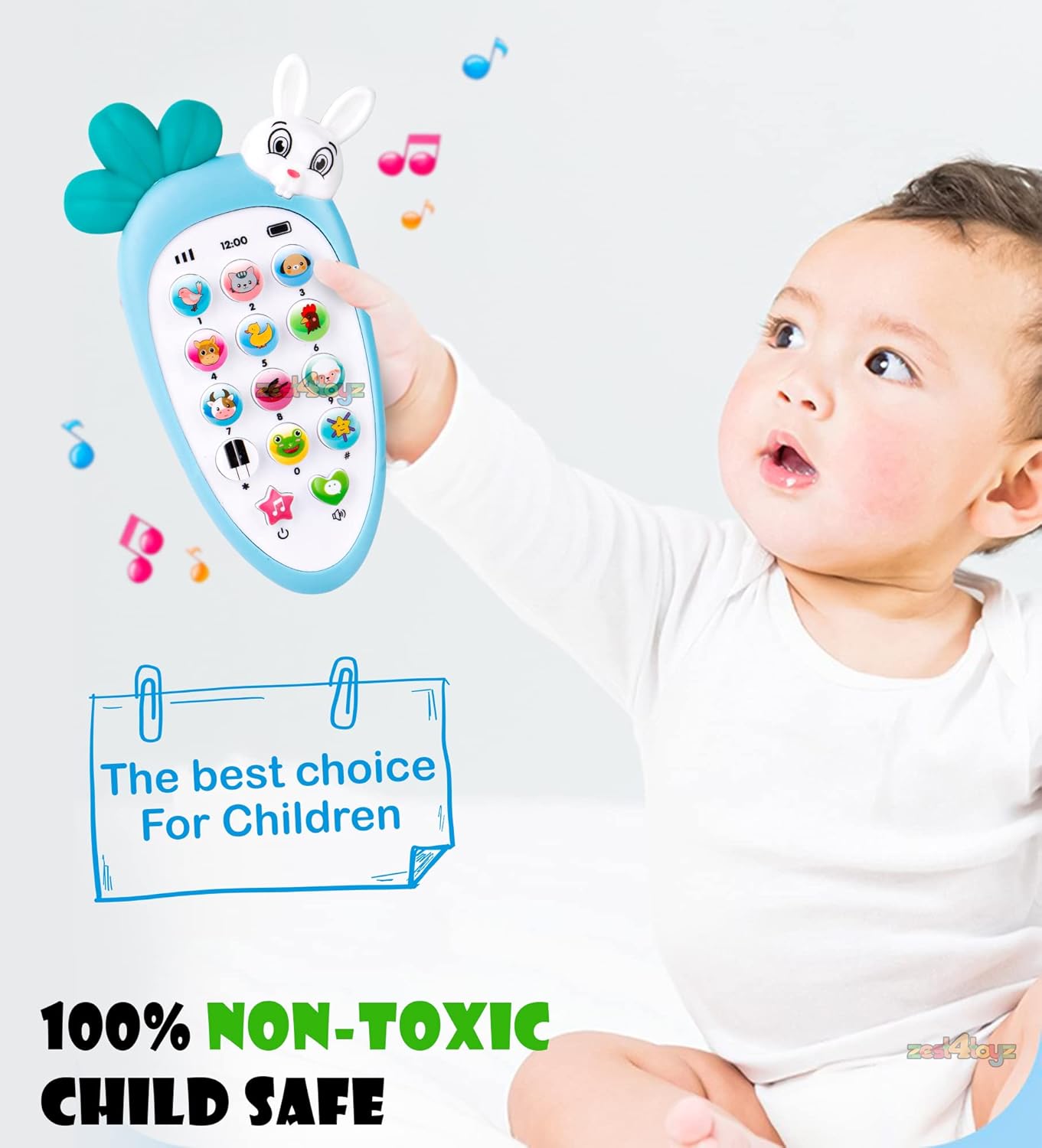 Carrot & Rabbit Musical Toy Phone - Light-Up Baby Phone with Songs & Sounds