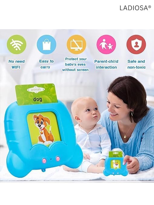 Talking Flash Cards Early Learning Machine - USB Rechargeable Audio Word & Picture Cards for Kids