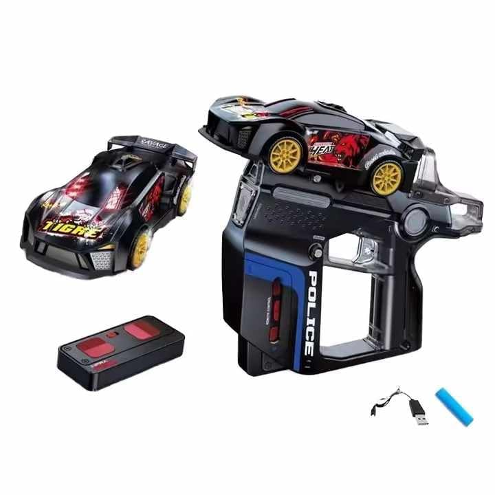 3-in-1 Police Laser Remote Control Car Toy with Infrared Gun Controller, Rechargeable RC Racing Car with Lights & Sound, Interactive Shooting Car Toy for Kids Boys Girls Gift Age 6+(Multicolor)