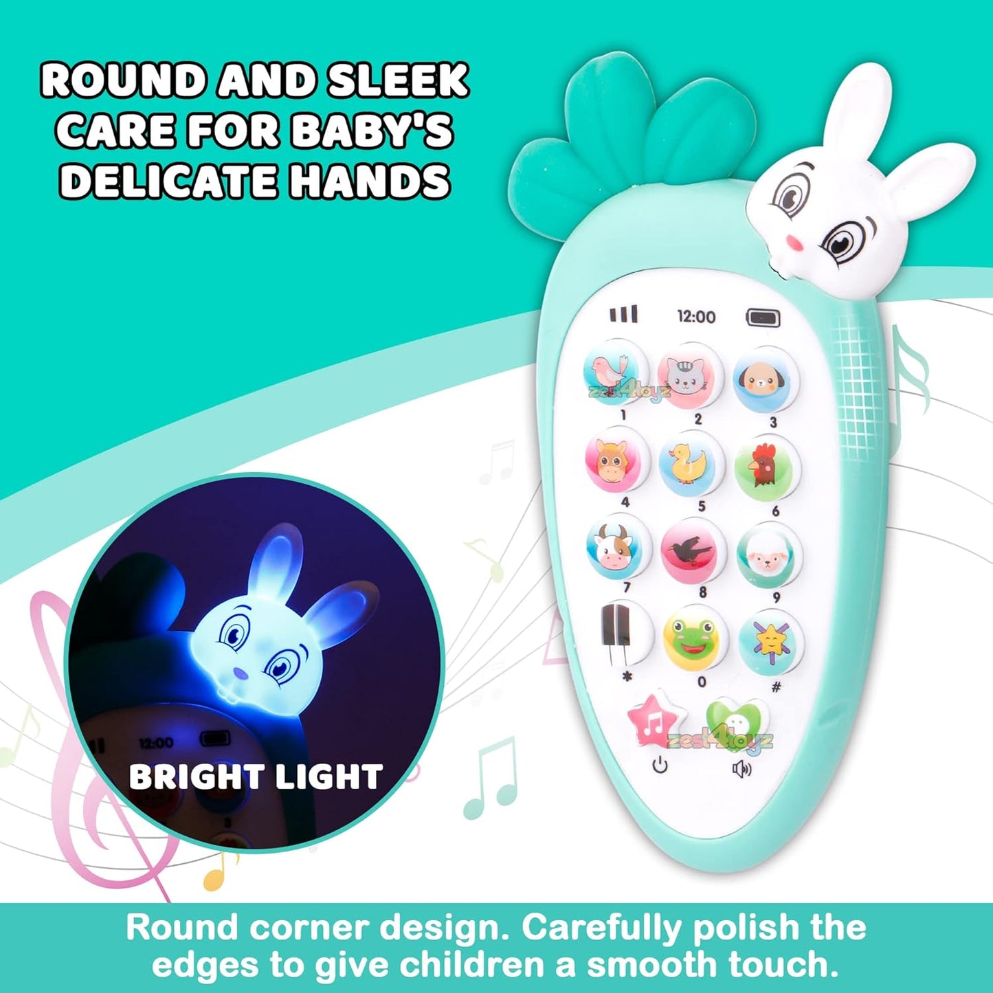 Carrot & Rabbit Musical Toy Phone - Light-Up Baby Phone with Songs & Sounds