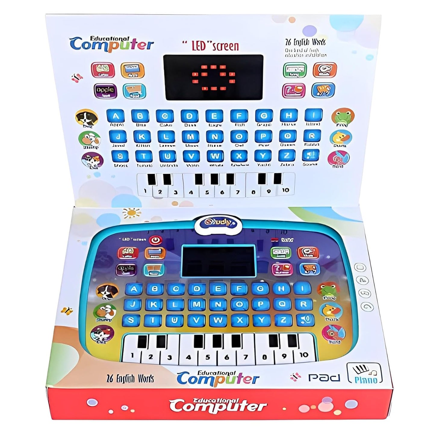 Kids Educational Learning Tablet - LED Screen Laptop with Alphabet, Numbers, Music & Games