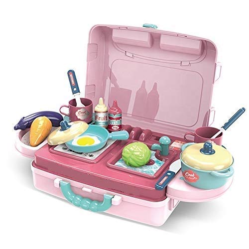Little Chef 2-in-1 Portable Kitchen Play Set - Suitcase Kitchen with Pots, Pans & Play Food
