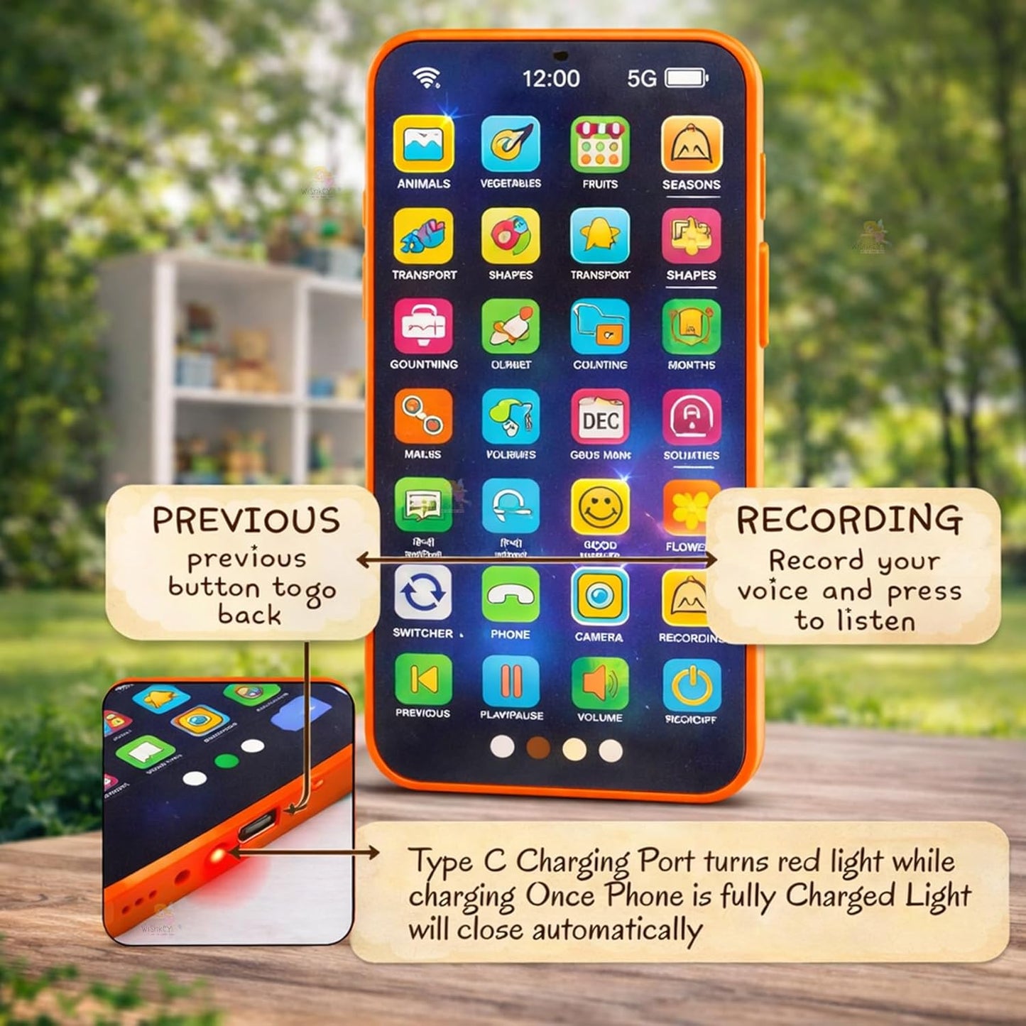 Kids Educational Smartphone Toy - Hindi & English Screen-Free Learning Phone