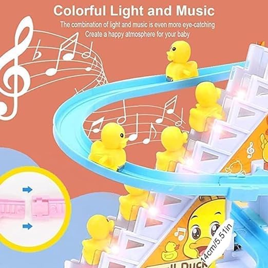 Small Duck Stair Climbing Toy - Electric Duck Slide Track with Lights & Music