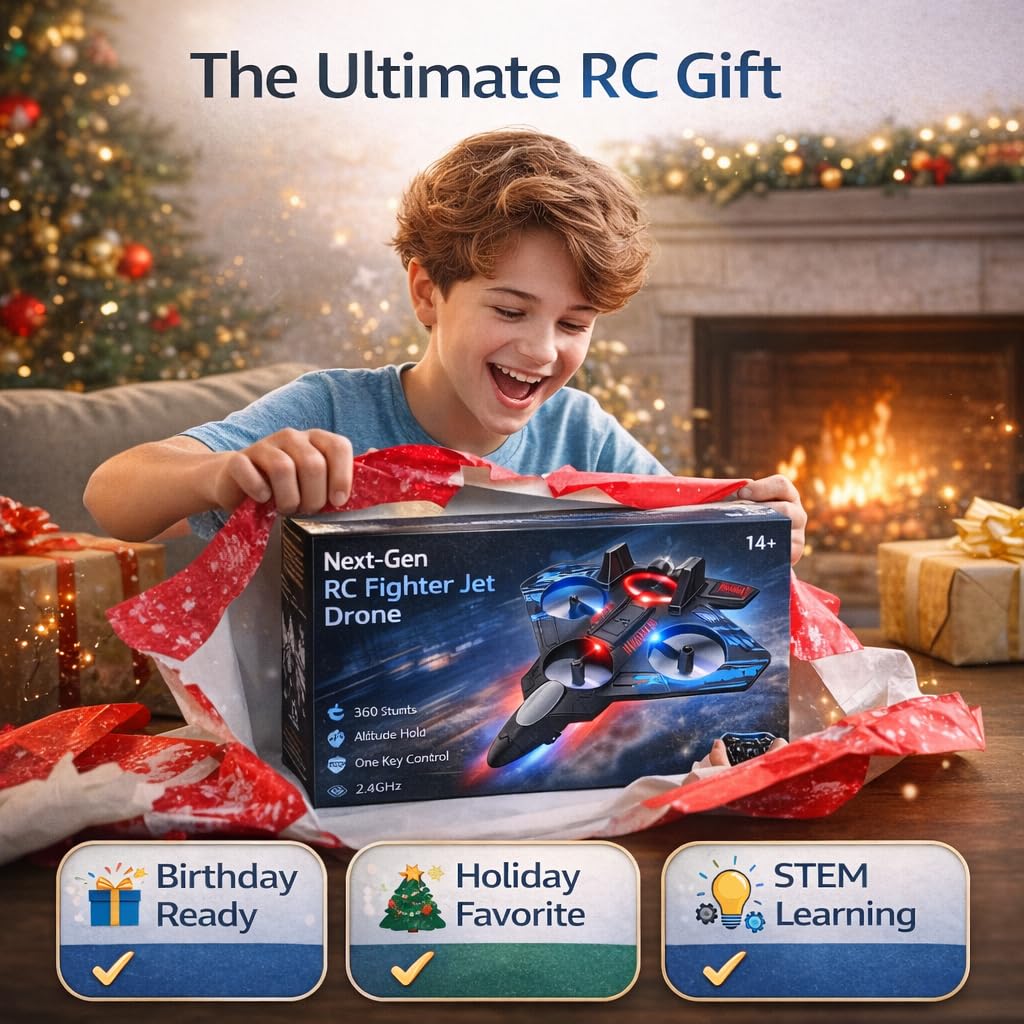Remote Control Foam Fighter Jet - LED Stunt Aircraft for Kids